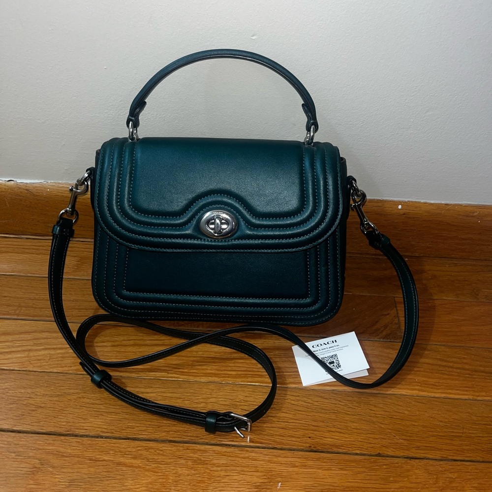 Coach Dark Green Leather Satchel 
MARLIE TOP HANDLE SATCHEL